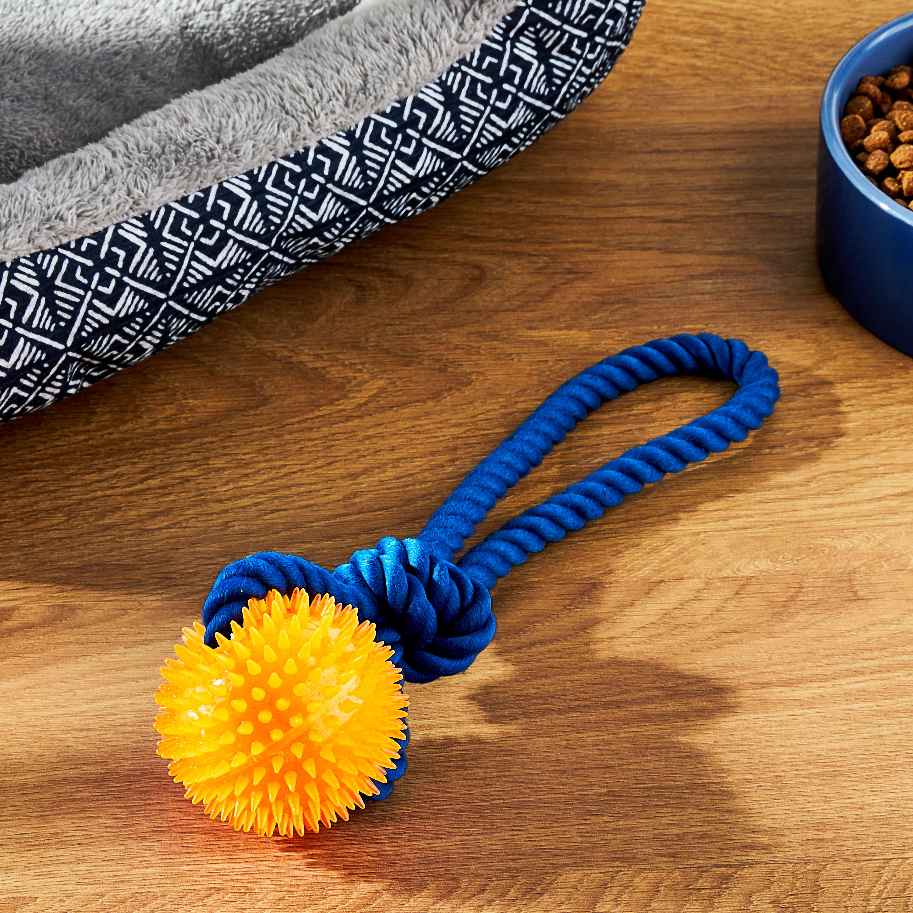(2 pack) Vibrant Life Playful Buddy Rope w TPR Spikey Ball Dog Tug Toy