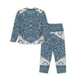 thumbnail image 2 of Kll Vintage Persian Colored Blue Print Women'S Long Sleeve Pajamas With Pants Sleepwear Loungewear 2 Set-X-Large, 2 of 9