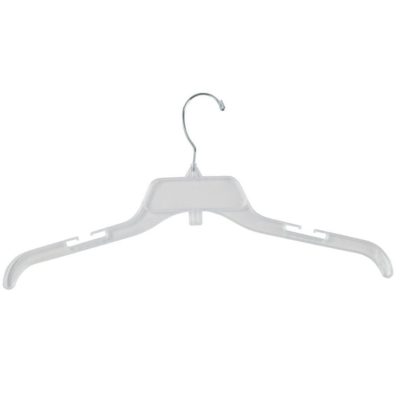SSWBasics Economy 17 Inch Break-Resistant Clear Plastic Dress Hangers - Case of 100  Durable and Transparent Hangers Plastic  Ideal for Garments - Clear Hangers for Organized Closets