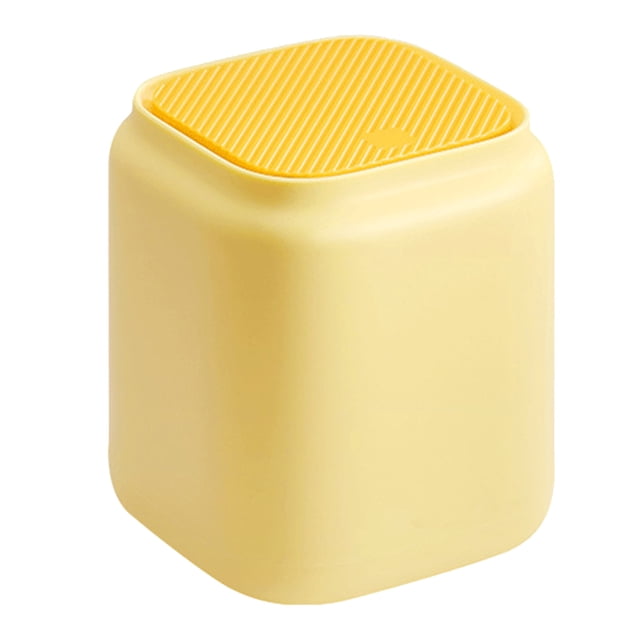 Ouitble Poubelle De Bureau, Mini Poubelle à Pression Avec Couvercle Pour la Maison, la Chambre à Coucher Et le Bureau(Jaune)