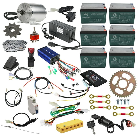 Electric Brushless DC Motor Kit, 72V 3000W High Speed Motor Controller with Battery Set 428 Sprocket for Golf Cart Go Kart ATV Quad Buggy Scooter E Bike Pit Dirt Bike Motocycle Drift Trike