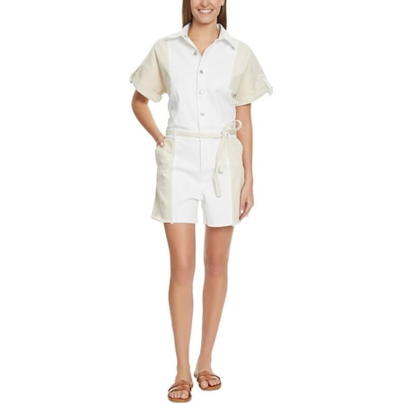 Gloria Vanderbilt Womens Denim Colorblock Romper