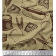 thumbnail image 1 of Soimoi Tissu Satin Modal Rouleau, Imprimé Pain de Blé et Sandwich 1 Yard 42 Pouces de Large, 1 of 3