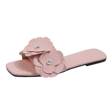 

House Slippers For Women Spring And Summer Flower Women Sandals And Slippers Beach Shoes Pearl Slippers