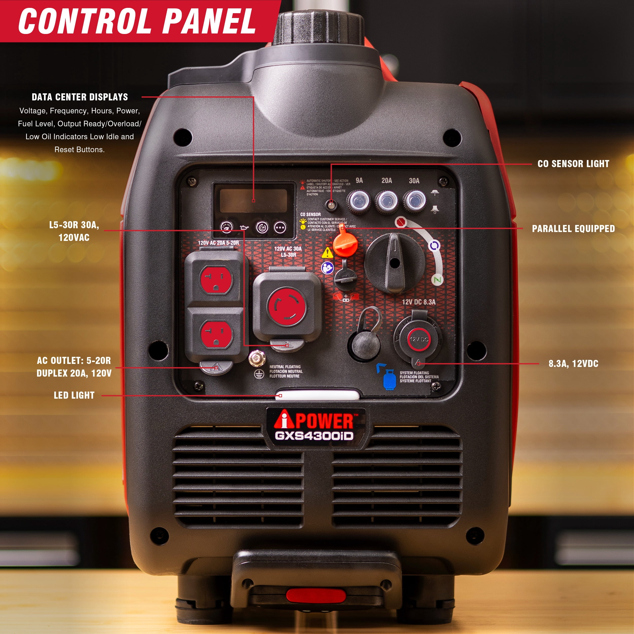 A-iPower 4300-Watt Dual Fuel Inverter Generator with Recoil Start and CO Sensor