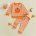 thumbnail image 2 of UAYOTSE Toddler Baby Boy Halloween Outfit Long Sleeve Pumpkin Tractor Embroidered Knit Sweatshirt and Pants Set,Sizes 6-12 Months, 2 of 7