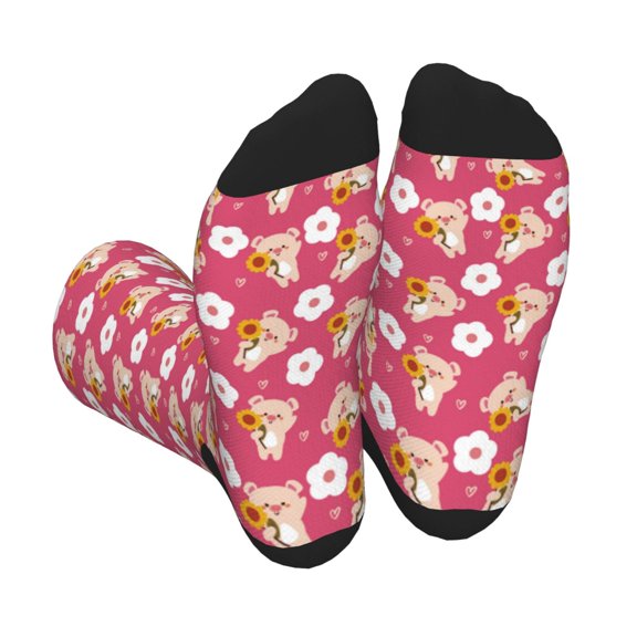 Vsdgher Piggy Sunflower Unisex Crew Socks Lightweight Breathable Ventilation Ankle Socks, Mid-calf socks for Daily