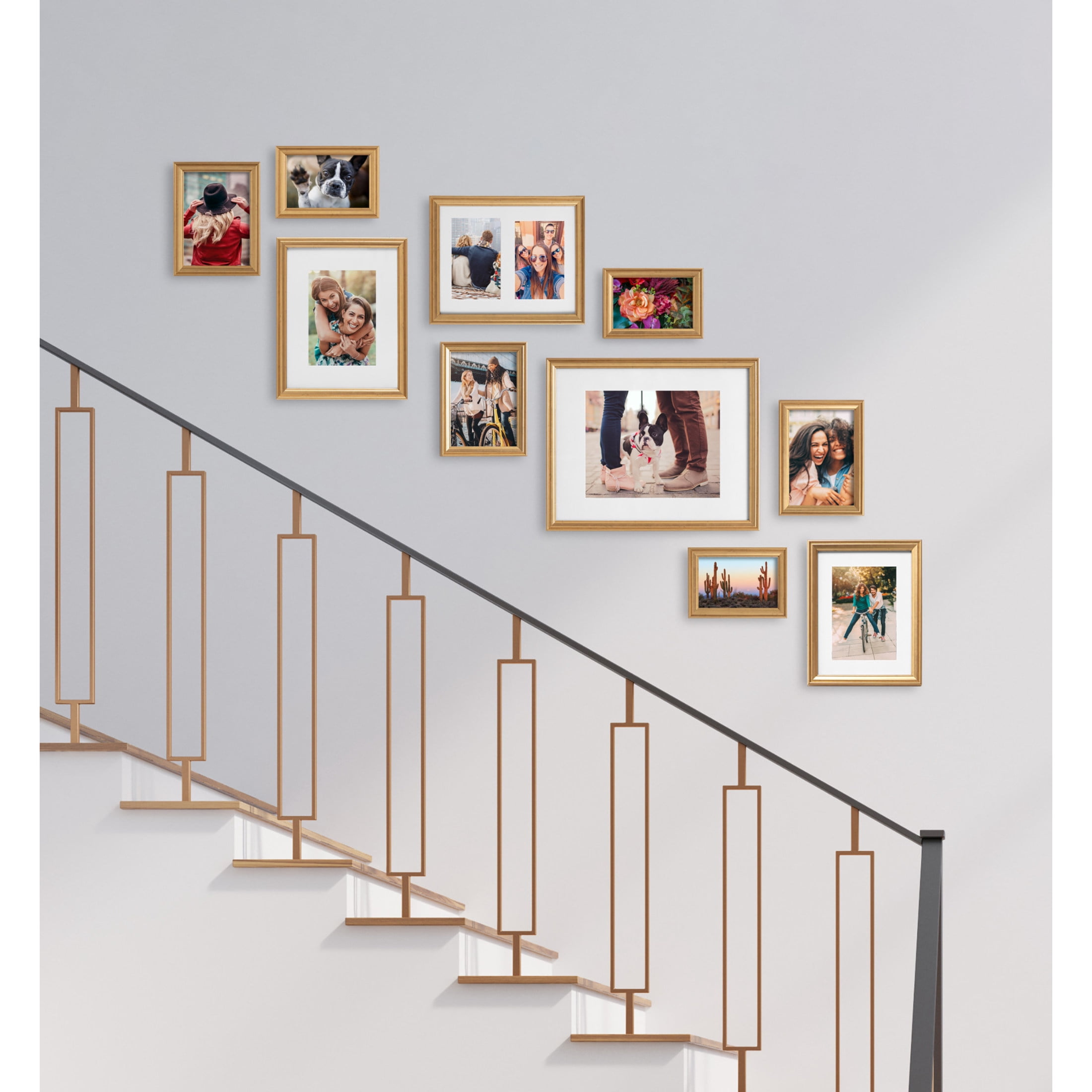 Kate And Laurel Adlynn Traditional Picture Frame Set, Set Of 10, Varying Sizes, Gold, Vintage Wall Frame Set Collection with Hanging Template for Gallery Wall Picture Frame Display