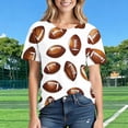 thumbnail image 5 of Short Sleeve T-Shirt for Women Sunflower and Football All-over Print Crewneck Relaxed Fit Novelty Graphic Top Casual Summer Clothes for Sports Lovers, 5 of 7