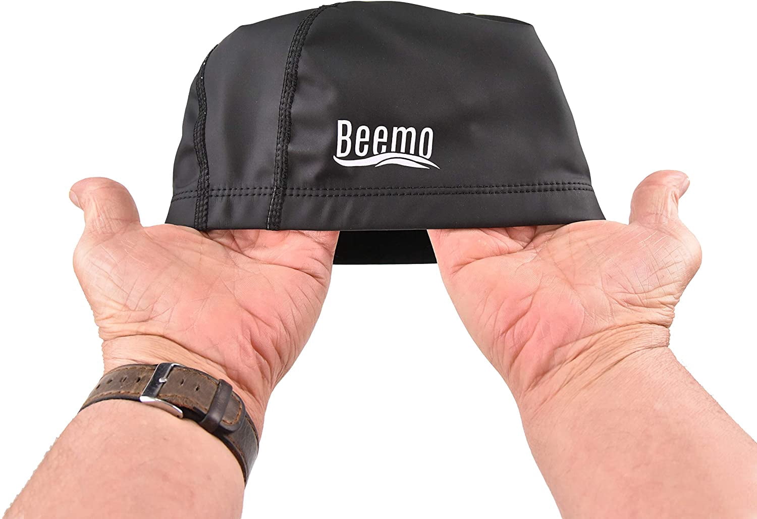 Beemo Latex Lycra Swim Cap for Long or Short Hair - Stretchable Head Cap - Light Pink