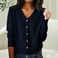 thumbnail image 2 of Kaondbfi Cardigan for Women, V Neck Long Sleeved Cardigan Loose Fitting Sweater Knitwear Women's Winter Coat, 2 of 5