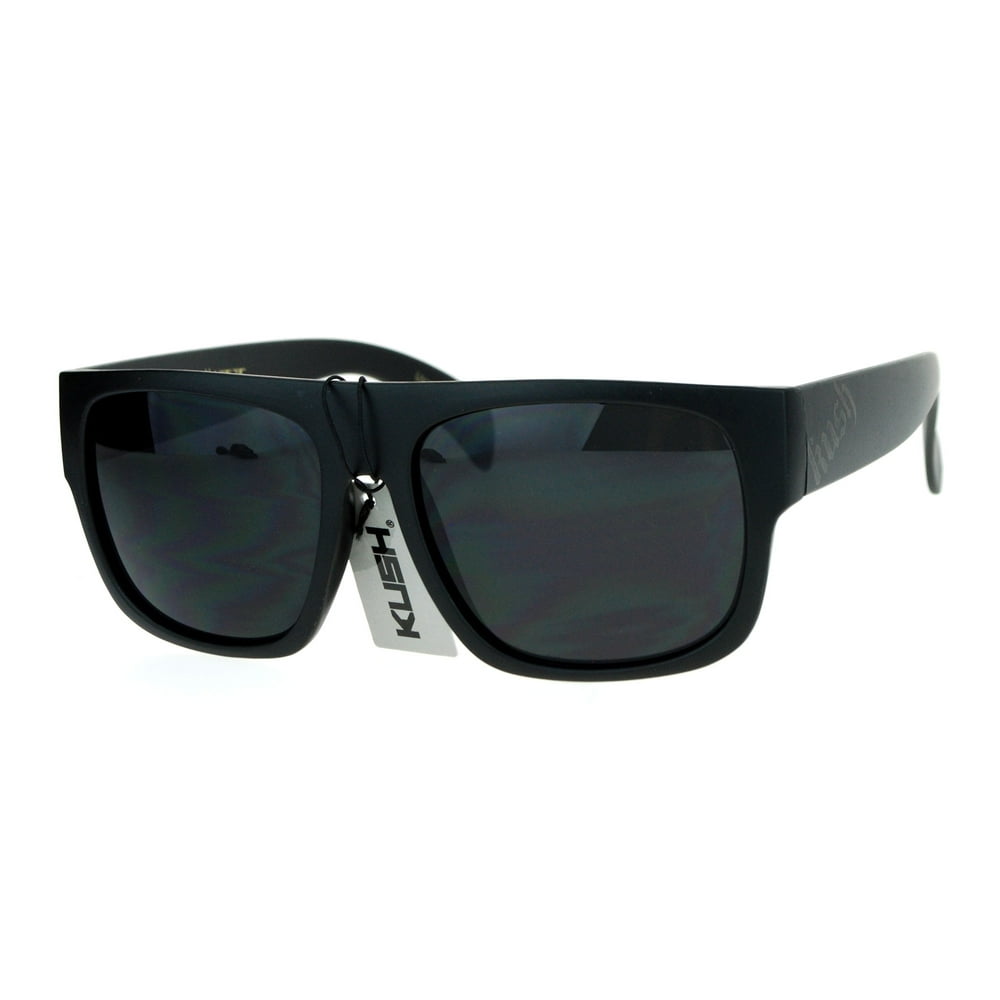 SA106 Mens Gangster All Black Flat Top Mafia Hard Sunglasses