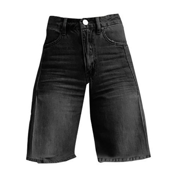 hoadeuw Denim Bermuda Shorts for Women Wide Leg High Waisted