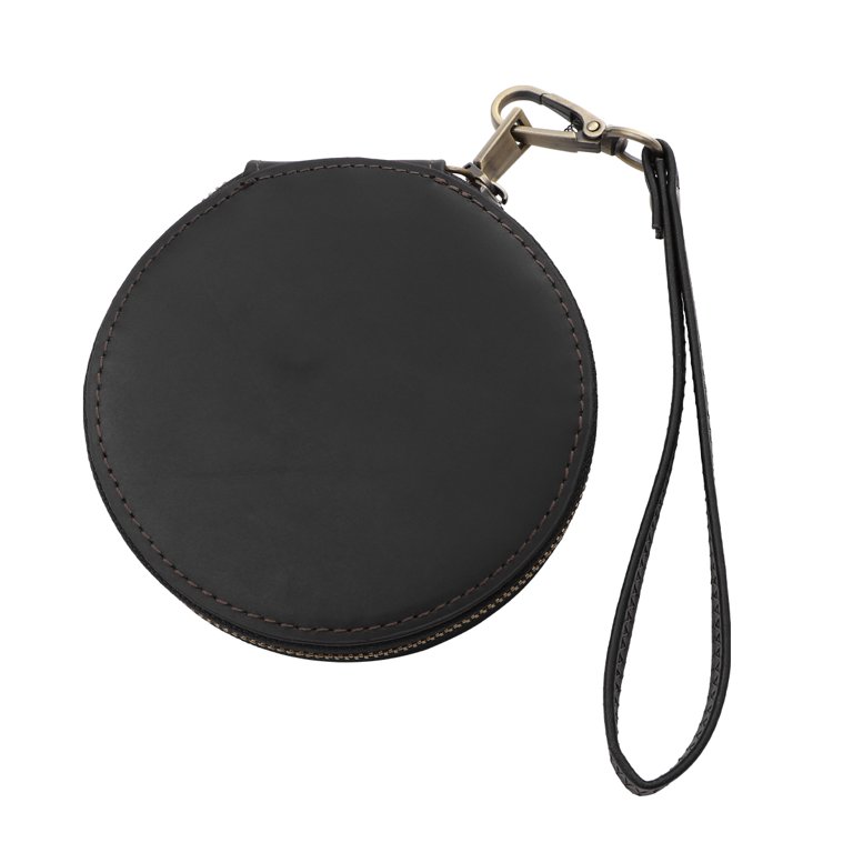 Leather Round Coin Purse Black