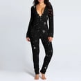 thumbnail image 3 of Pijama con botones para mujer, Pelele con solapa abotonada funcional, estampado negro Harajuku, ropa de dormir para adultos, 3 of 4