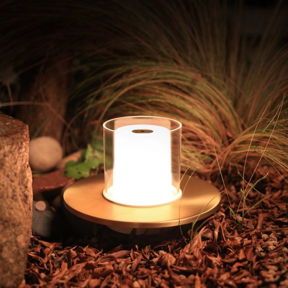 Tubicen LED Flameless Candle Table Lamp, 2000mAh Rechargeable Battery Lamp, Gesture Control Stepless Dimming Table Light, Memory Function Cordless Lamp for Dining Table, Party, Brass