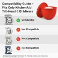 thumbnail image 5 of Mixaid Silicone Liners for Kitchenaid Tilt-Head 5 Qt Mixers - Mixer Attachments & Accessories - Replacement Mixer Bowls No Longer Needed (1* Red), 5 of 7