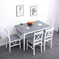 thumbnail image 4 of Soges 5 Pieces Dining Table Set, Pine Wood Kitchen Dining Table with 4 Chairs, Wood Rectangular kitchen table and chairs for 4, Small Dining Set for Bar Dining Room Breakfast Nook, White and Gray, 4 of 6