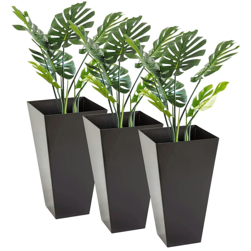 Topcobe 28ft Tall Plastic Planters, Set of 3, Flower Pot, Anti-crack, Outdoor & Indoor, for Lawns, Patios, Yards, Planters for Outdoor Plants, Raised Beds for Gardening, Brown