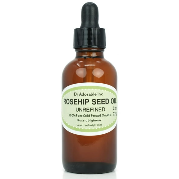 Dr. Adorable - 100% Pure Rosehip Seed Oil Organic Cold Pressed Unrefined Natural Hair Skin Anti Aging - 2 oz with dropper