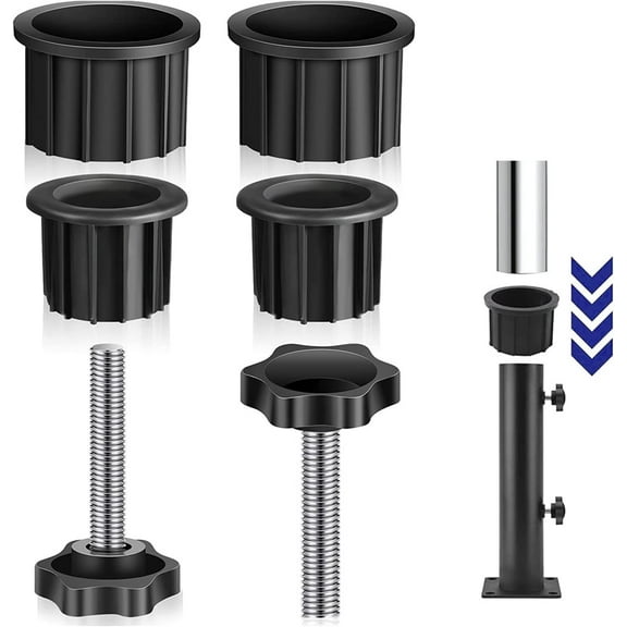 NOGIS 6 Pcs Umbrella Base Stand Replacement Parts, Umbrella Base Stand Hole Ring Plug Cover and Cap, Patio Umbrella Base Accessories with M8 Threaded Knob for Dia 1.5 and 1.9 inch Pole Hole
