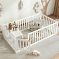 thumbnail image 3 of Bellemave Twin Montessori Bed Frame, Wood Twin Size Floor Bed with High Fence Rails, Twin Beds Frame for Bedroom Playroom (White), 3 of 8