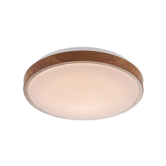 Lucande 11.81" Modern LED Flush Mount Ceiling Light, Wood Round Close to Ceiling Light Fixture, Low Profile Ceiling Light for Bedroom Living Room Kitchen Hallway, Warm White 3000K