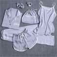 thumbnail image 2 of Yievot 7 Pcs Pajamas Sets For Women Silk Satin Nightwear Solid Sleepwear Womens Lounge Wear Set 2024 Women Pajamas Clothes on Clearance, 2 of 3