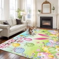 thumbnail image 2 of 6x9 Area Rugs for Living Room, Easter Non Slip Area Rugs for Kitchen Bedroom Entryway, Spring Bunny Colorful Rabbit Eggs Butterfly Blue Green Washable Carpet Runner Rug Floor Mats for Bedroom, 2 of 8