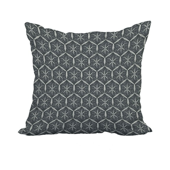 20 x 20 Inch Black Geometric Print Decorative Polyester Throw Pillow with a Linen Texture