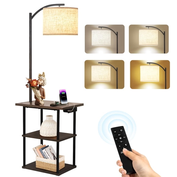 Lámpara de pie PESRAE 3000K-6000K con control remoto, USB Tipo-C y puerto AC