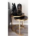 thumbnail image 3 of DecMode 14" x 17" Gold Metal Round Nesting Accent Table with Black Glass Top, 3-Pieces, 3 of 15