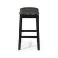 thumbnail image 7 of Maven Lane Adrien 26" Wood Counter Height Stool - Handcrafted Aged Black Finish with Charcoal Black Vegan Leather Upholstered Saddle Seat for Comfort - Durable Barstool for Kitchens, Dining Rooms, 7 of 7