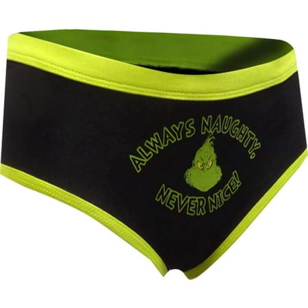 

Dr. Seuss Grinch Black Hipster Always Naughty Never Nice! Women s Panties Underwear Size Medium