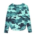 thumbnail image 2 of OVBMPZD Lightweight Big Sister Shirts for Girls Long Sleeve Camo Green Tunic Crewneck Pullover Side Split Blouses Girls Tops Size 5 Years, 2 of 6