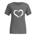 thumbnail image 3 of Daeful T-shirt Femme Imprimé Cœur T-shirt Quotidien Col Rond T-shirt Ample Gris G, 3 of 7