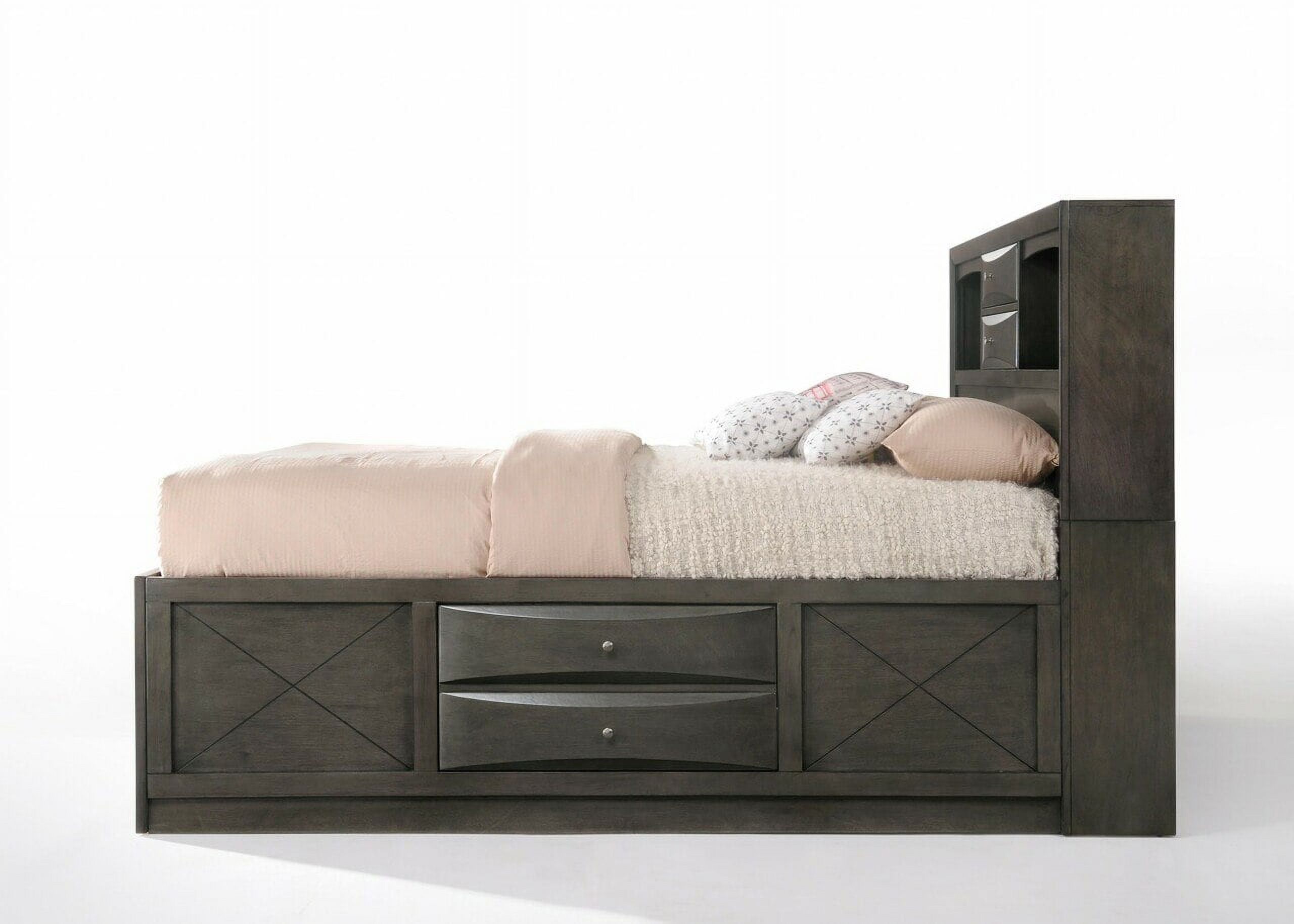 86" X 57" X 56" Gray Oak Rubber Wood Full Storage Bed - image 5 of 6