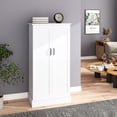 thumbnail image 4 of 47” Kitchen Pantry Cabinet, White Freestanding Buffet Cupboards Sideboard with Doors & Adjustable Shelves, Kitchen Pantry Storage Cabinet for Kitchen, Living Room and Dinning Room, 4 of 8