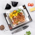 thumbnail image 4 of Grill Basket, Stainless Steel Grilling Basket, BBQ Grill Basket Wok for Vegetable, Kabobs, Shrimps, Heavy Duty Stainless Steel Grilling Accessories for All Grills, Dishwasher Safe, 4 of 5