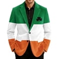 thumbnail image 3 of BLTIBY Men's St. Patrick's Day Corduroy Blazer Shamrock Jackets Button Loose Work Lapel Coat with Pockets Green 10 M, 3 of 4