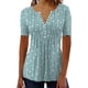 thumbnail image 2 of Dot Manga Corta Tops para las Mujeres 2024 Primavera Botón Blusas Sueltas Camisas Casuales V-Cuello Impreso Camisetas, 2 of 4