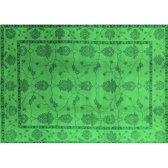 Ahgly Company Indoor Rectangle Oriental Green Industrial Area Rugs, 8' x 10'