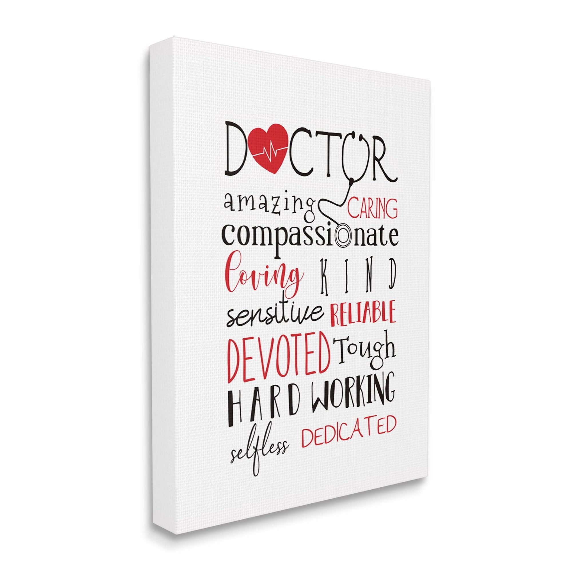 Stupell Industries Motivational Doctor Phrases Healthcare Hero Red Heart, 36 x 48,Design by Elizabeth Tyndall