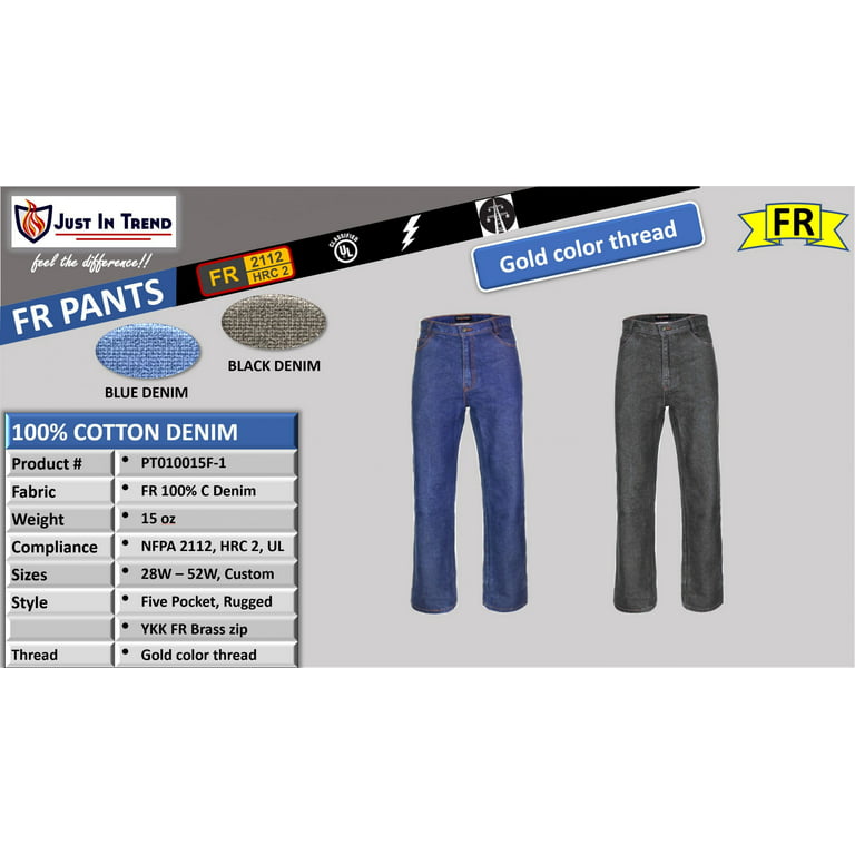 Flame Resistant FR Denim Jeans - 100% C (W32 x L32, Medium Black