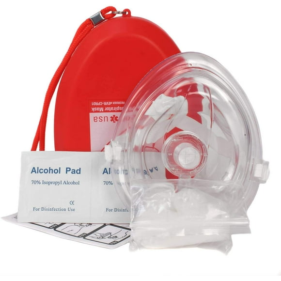 Ever Ready First Aid cPR Rescue Mask Adultchild Pocket Resuscitator Hard case with Wrist Strap gloves and Wipes - 5 Pack