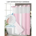 thumbnail image 4 of No Hook Cloth Fabric Shower Curtain with Snap in Liner, Pink White Stripe Waterproof Shower Curtains Set with See Through Top Window, Modern Rustic Vertical Striped Bath Curtains Shower 36"x78", 4 of 6