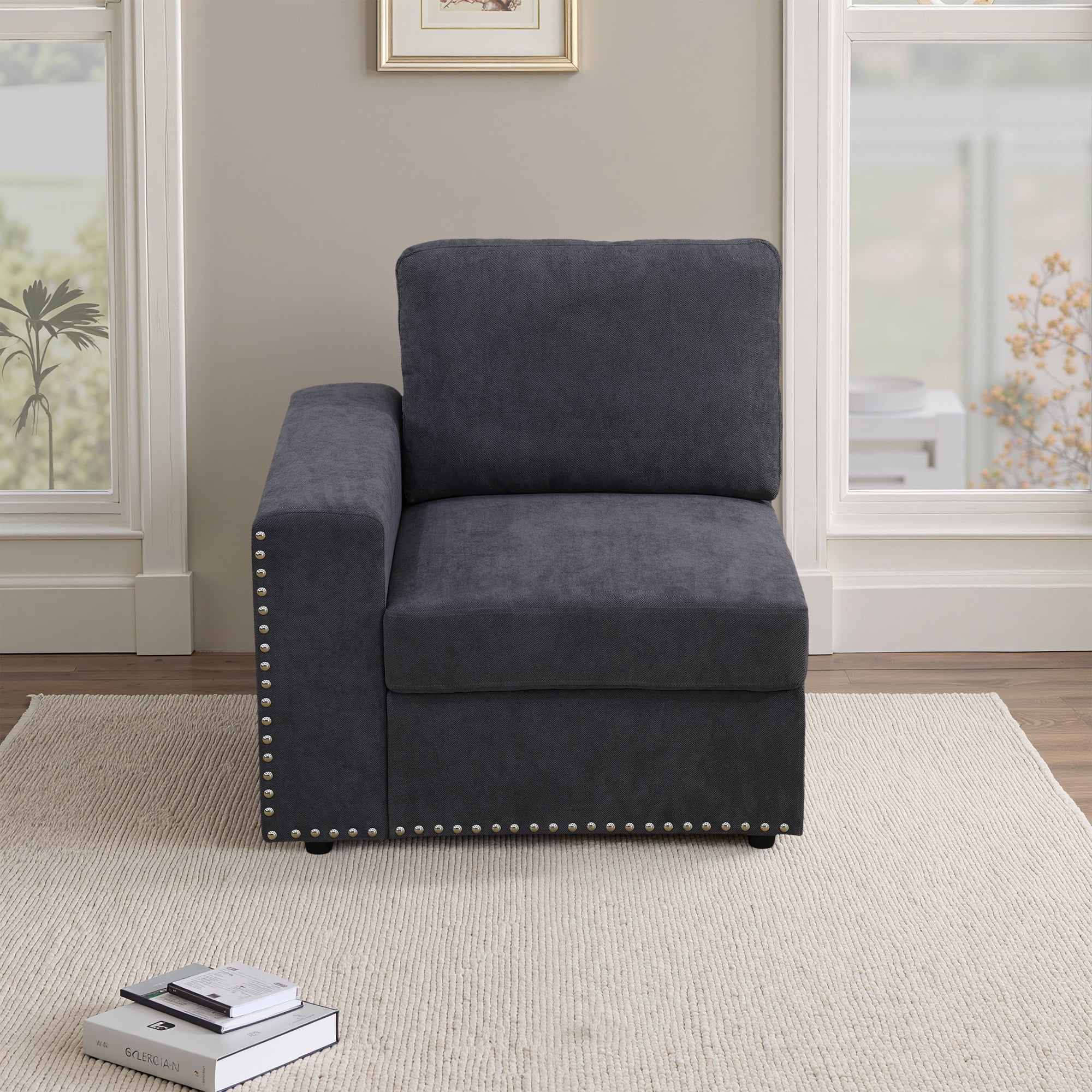 MAYEERTY Dark Gray Corduroy Fabric Living Room Sofa Set