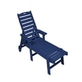 thumbnail image 3 of Navy Blue Outdoor Chaise Lounge with Wood Texture, 5-Position Adjustable HDPE Patio Lounge Chair with Wheels & Cup Holder for Poolside, Deck, 3 of 9