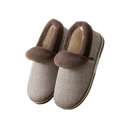 

Daeful Womens Comfort Non-slip Fuzzy Slipper Indoor House Slippers Casual Closed Toe Maokou Cotton Shoes-coffee 11-11.5