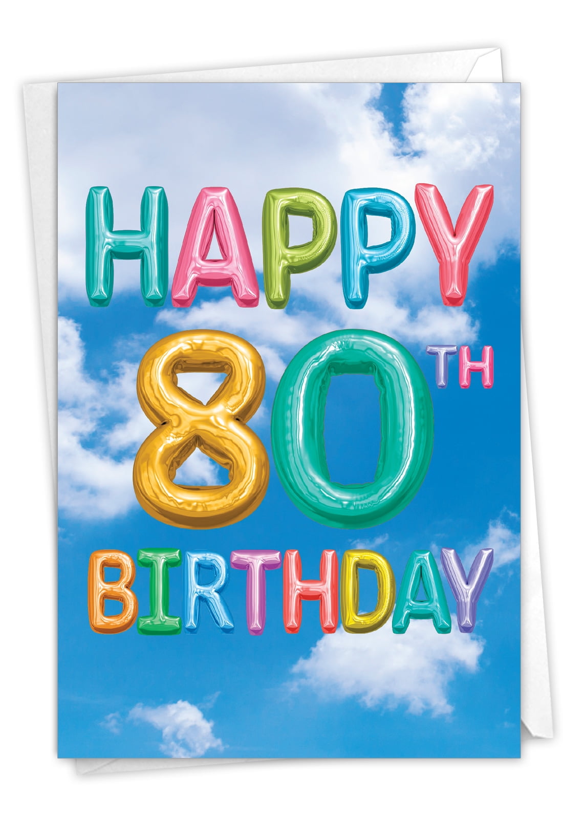 1 80th Birthday Card with Envelope - Milestone (Not 3D or Layered) C5651FMBG